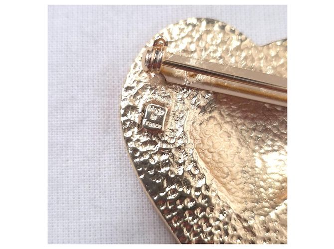 Yves Saint Laurent Spilla YSL vintage a forma di cuore D'oro - vista 6
