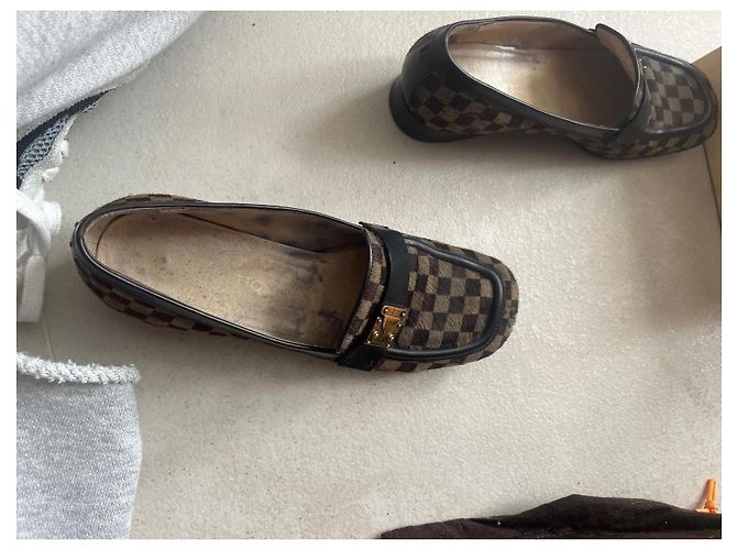 Mocassini Louis Vuitton Damier con Placca Dorata Pelle 37 Damier ebene - vista 2