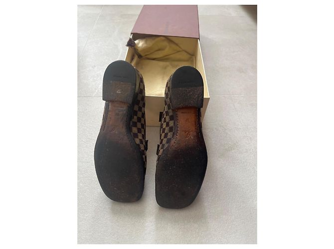 Mocassini Louis Vuitton Damier con Placca Dorata Pelle 37 Damier ebene - vista 4