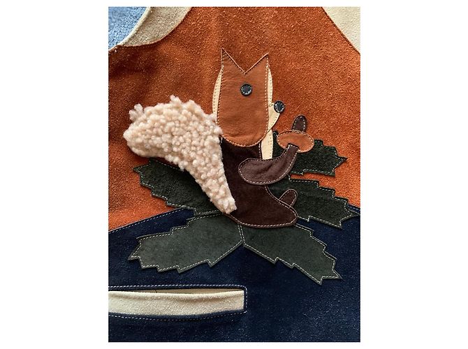 Autre Marque Chaleco de ante con aplicación de zorro Castaño Beige Azul oscuro - vista 3