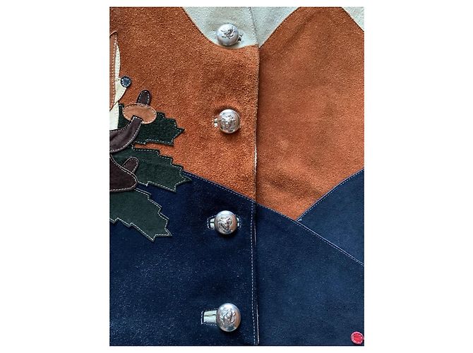 Autre Marque Chaleco de ante con aplicación de zorro Castaño Beige Azul oscuro - vista 4