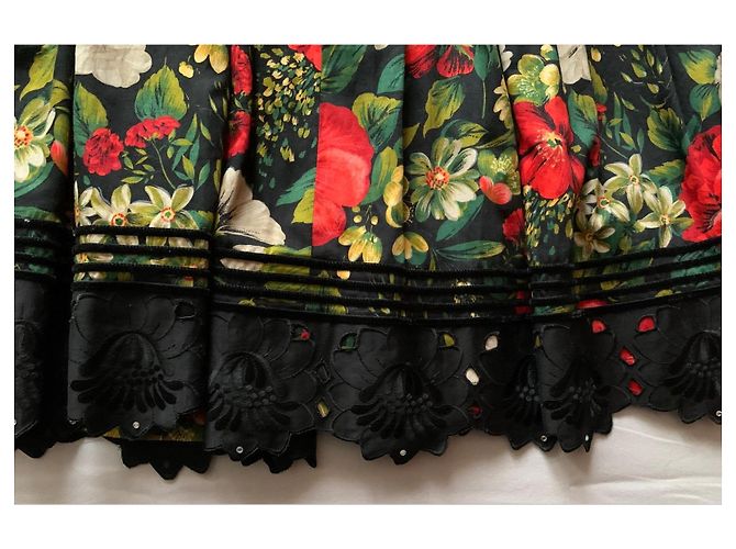 Autre Marque Vestido largo de flores con cinturón Negro Blanco Roja Multicolor Verde - vista 4