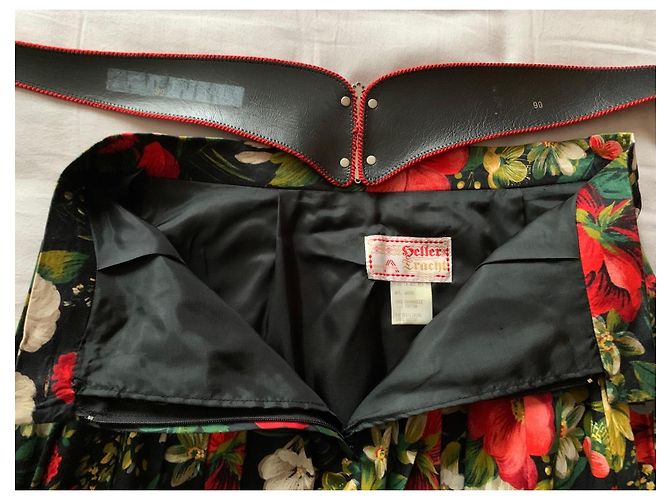 Autre Marque Vestido largo de flores con cinturón Negro Blanco Roja Multicolor Verde - vista 7