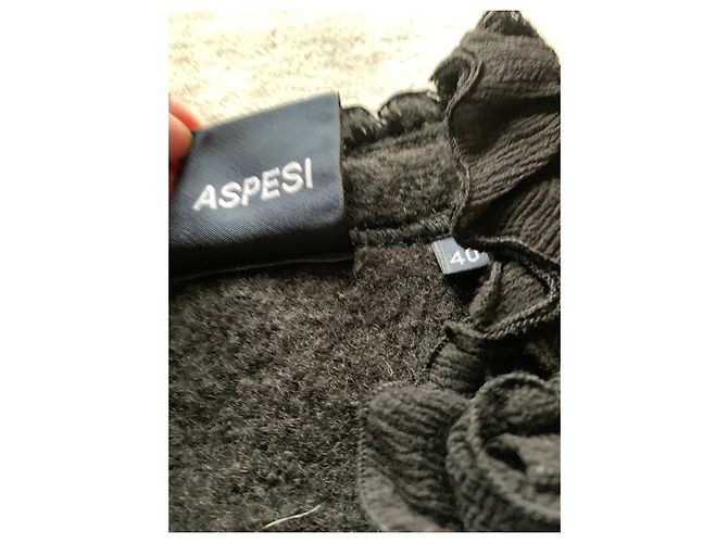 Aspesi Schwarze Wolljacke mit Rüschen - Ansicht 2