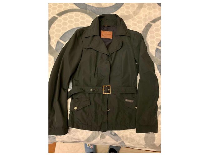 Autre Marque The Bridge schwarze Nylonjacke mit Gürtel Dunkelblau - Ansicht 2