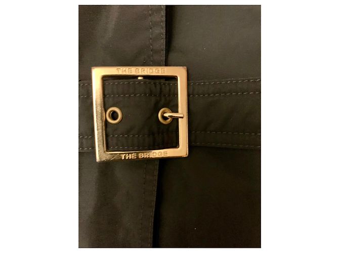 Autre Marque The Bridge schwarze Nylonjacke mit Gürtel Dunkelblau - Ansicht 3