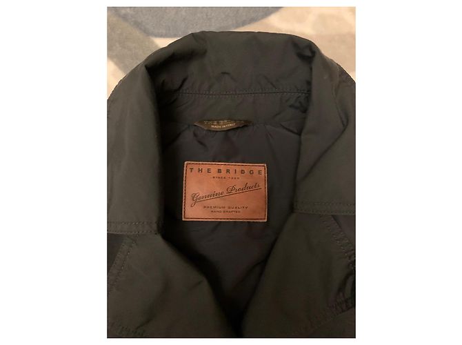 Autre Marque The Bridge schwarze Nylonjacke mit Gürtel Dunkelblau - Ansicht 4