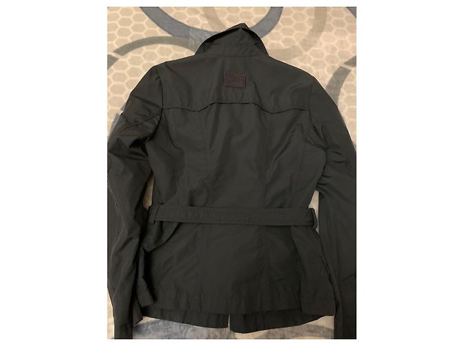 Autre Marque The Bridge schwarze Nylonjacke mit Gürtel Dunkelblau - Ansicht 6