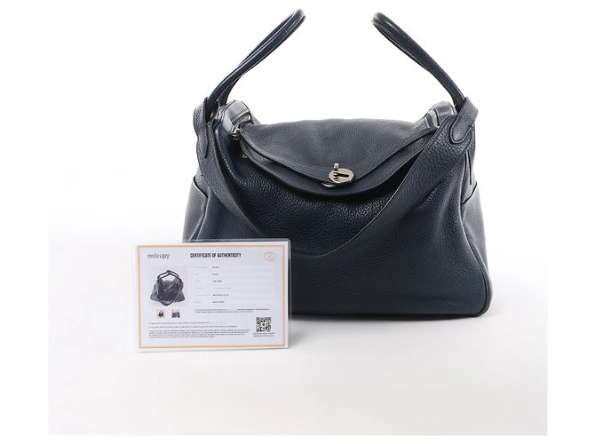 Borsa Hermès Lindy 34 Taurillon Clemence 2Way in blu navy M: 2009 - vista 13