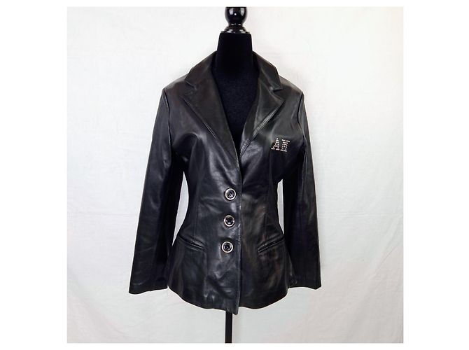 Anna Molinari Blumarine Lederblazer aus den 90ern Schwarz - Ansicht 2