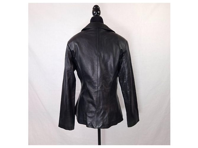 Anna Molinari Blumarine Lederblazer aus den 90ern Schwarz - Ansicht 3