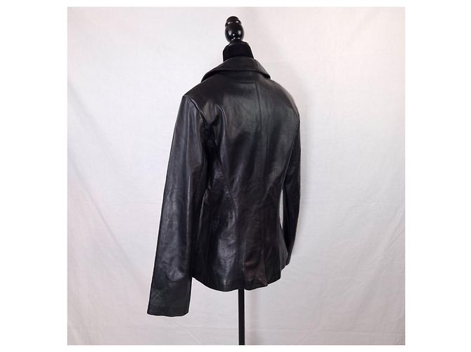 Anna Molinari Blumarine Lederblazer aus den 90ern Schwarz - Ansicht 7