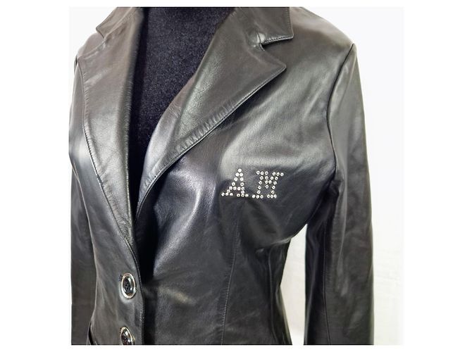 Anna Molinari Blumarine Lederblazer aus den 90ern Schwarz - Ansicht 9