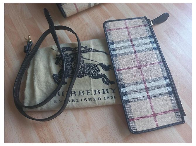 Borsa a mano Burberry in tela rivestita Check e pelle - vista 19