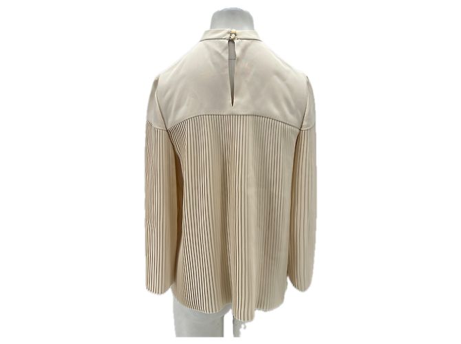 Vilshenko Top plisado crema con seda Beige - vista 2