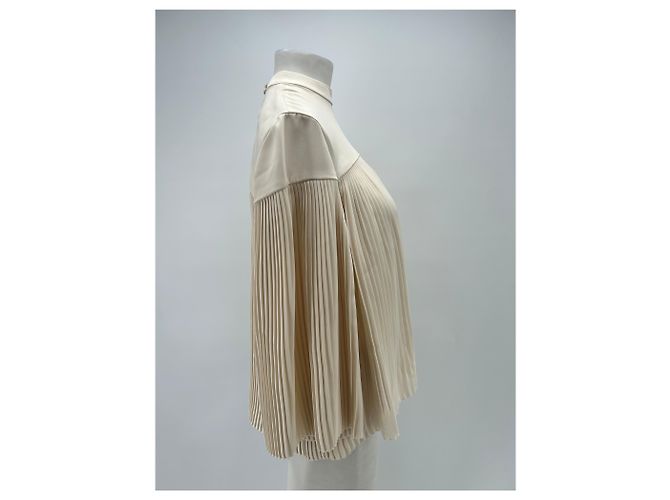 Vilshenko Top plisado crema con seda Beige - vista 3