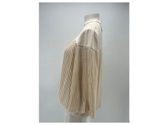 Vilshenko Top plisado crema con seda Beige - vista 4
