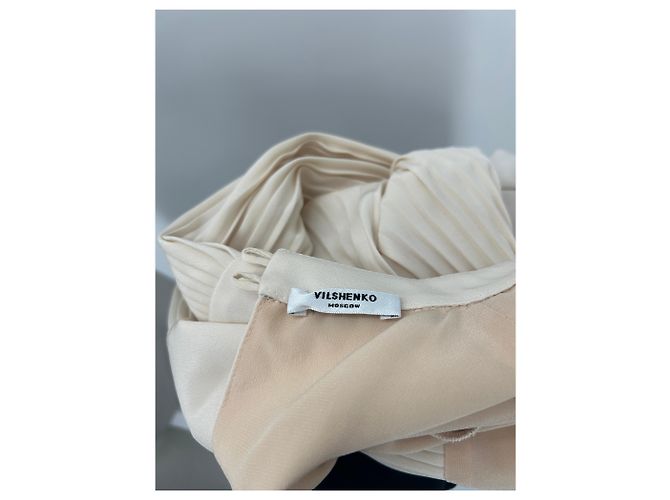 Vilshenko Top plisado crema con seda Beige - vista 5