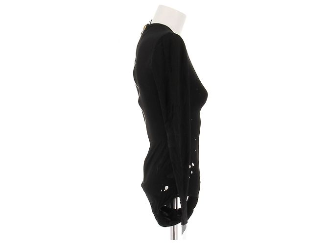Body Balmain nero a maniche lunghe in viscosa - vista 3
