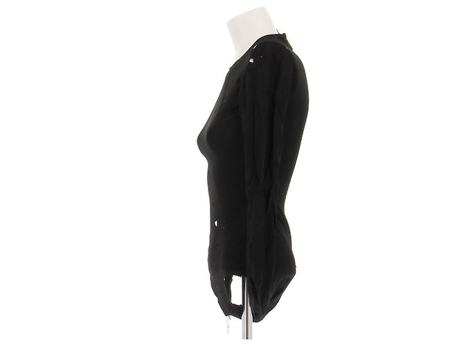 Body Balmain nero a maniche lunghe in viscosa - vista 4