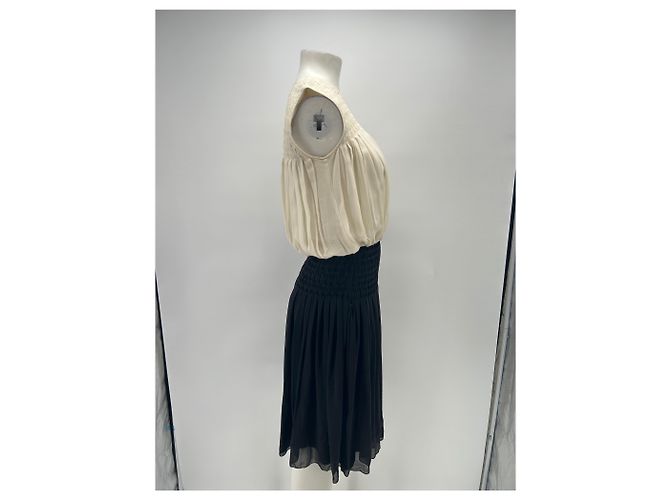 L'Agence Bicolor plissiertes Seidenkleid Schwarz - Ansicht 3