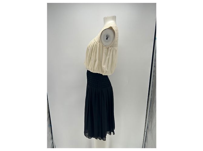 L'Agence Bicolor plissiertes Seidenkleid Schwarz - Ansicht 4