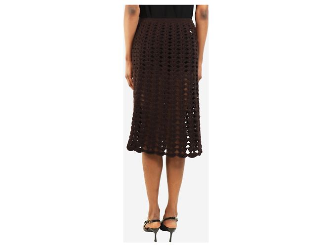 Prada Falda midi de ganchillo chocolate - talla UK 8 Castaño - vista 3