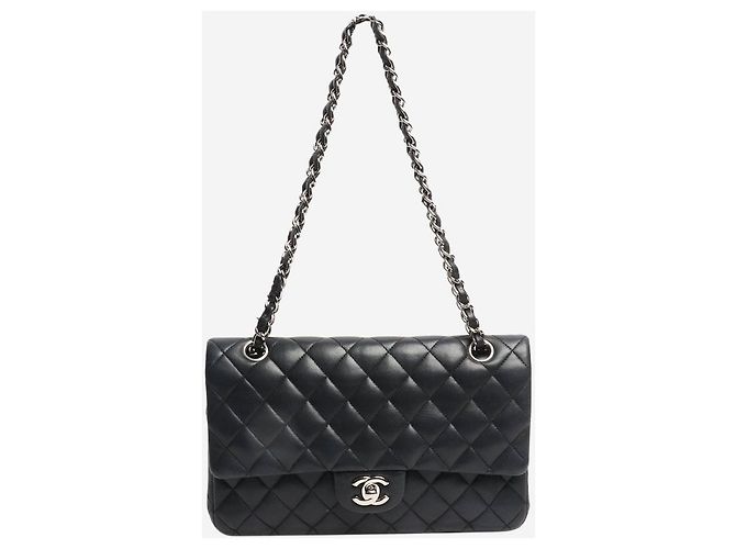 Chanel Borsa Classic Double Flap media in pelle di agnello nera 2010 - vista 3