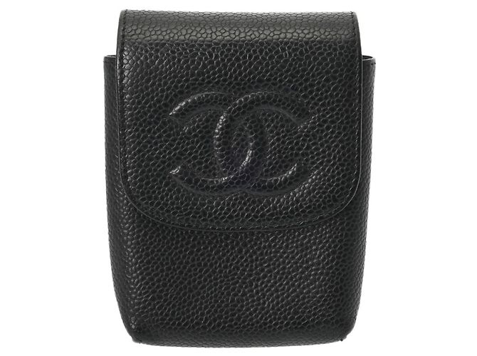 Chanel Black Grained Calfskin Cigarette Case - view 2
