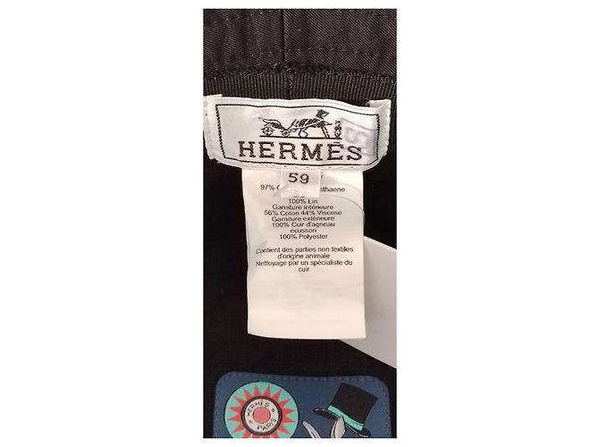 HERMÈS CAPPELLO ALLA PESCATORA «FRED H CIRCLE» IN COTONE. Nero - vista 2
