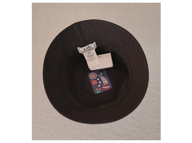 HERMÈS CAPPELLO ALLA PESCATORA «FRED H CIRCLE» IN COTONE. Nero - vista 4