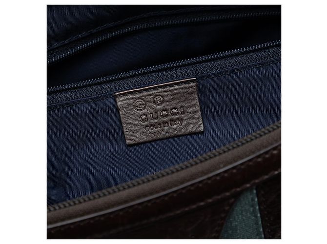 Bolso de Hombro de Lona Azul Gucci con Banda Web - vista 5