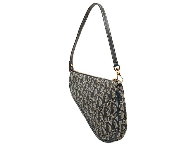 Pochette Saddle Mini Diorissimo in tela blu Dior Blu navy - vista 2
