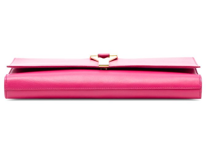 Clutch Chyc Ligne in pelle rosa Saint Laurent - vista 3