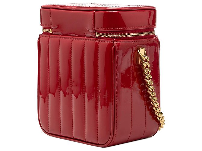 Borsa Vanity Vicky Monogram in Patente Matelassé Rossa Saint Laurent Rosso - vista 2