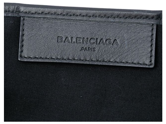 Balenciaga Cabas S Striato in Tela Blu Navy - vista 5