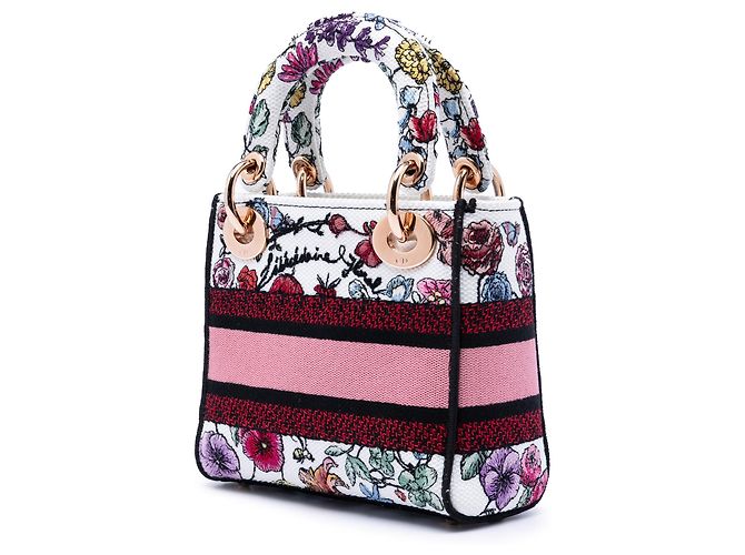 Dior Mini Florilegio Lady D Lite en lienzo bordado blanco - vista 2