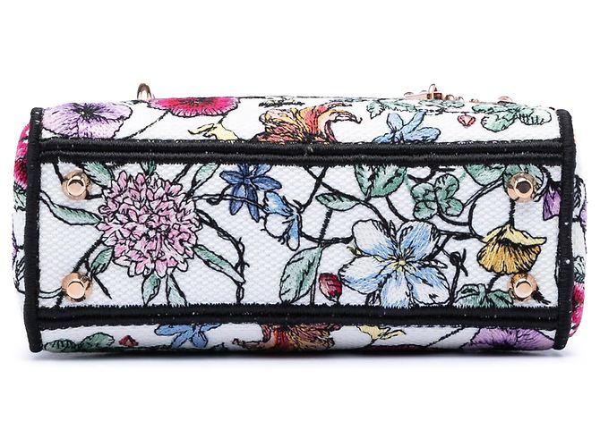 Dior Mini Florilegio Lady D Lite en lienzo bordado blanco - vista 3
