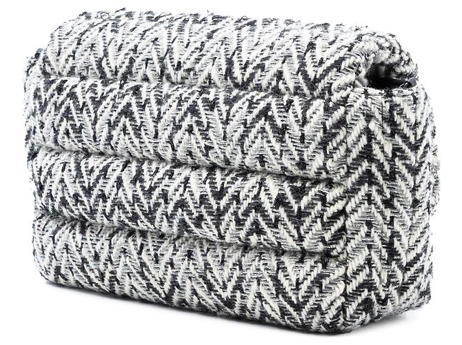Chanel Nero CC Tweed Herringbone con Patta - vista 2