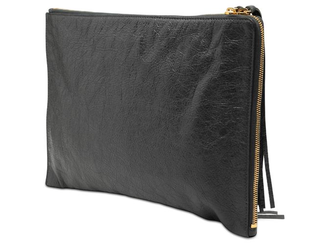 Clutch piatta con zip Motocross classico in agnello grigio Balenciaga - vista 2