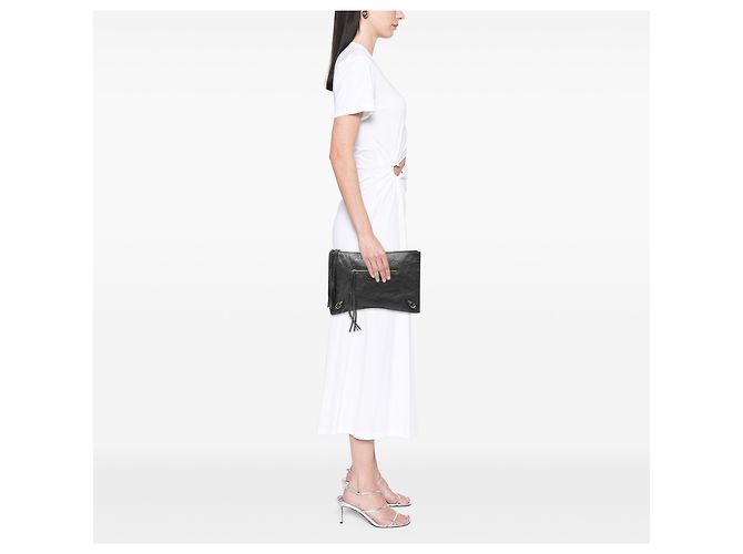 Clutch piatta con zip Motocross classico in agnello grigio Balenciaga - vista 7