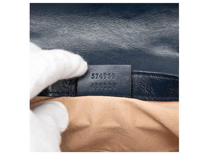 Gucci Blue Super Mini GG Marmont Pelle Matelassé Torchon Borsa a Spalla - vista 6