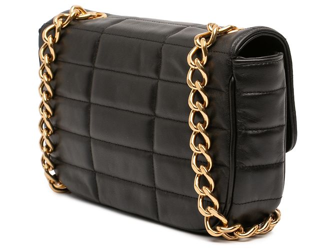 Céline Borsa a spalla in pelle di capra matelassé nera monocromatica Celine con catena Nero - vista 2