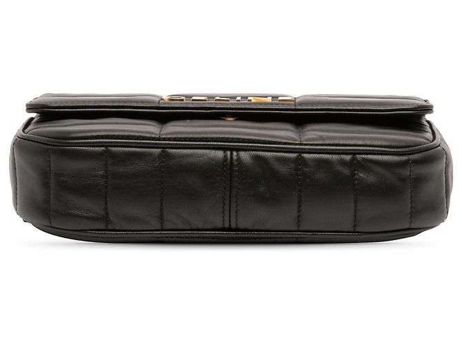 Céline Borsa a spalla in pelle di capra matelassé nera monocromatica Celine con catena Nero - vista 3
