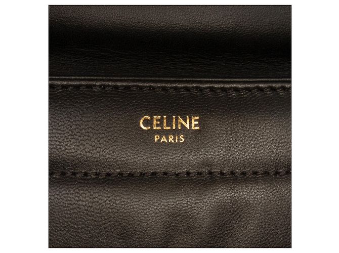 Céline Borsa a spalla in pelle di capra matelassé nera monocromatica Celine con catena Nero - vista 5