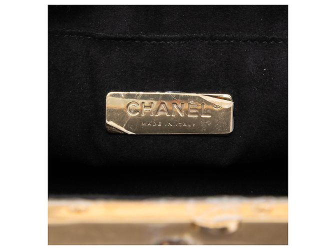 Borsa piccola Chanel in pelle di vitello dorata con chiusura a bacio D'oro - vista 5