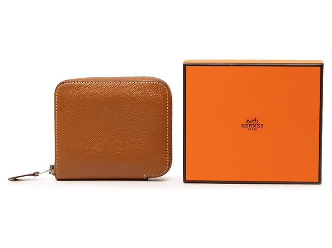Silk In Billetera compacta de seda Epsom marrón Hermès Castaño - vista 8