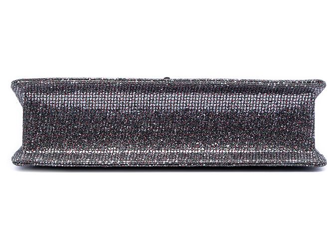 Chanel Argento Trapuntato Glitter Tela Riedizione 2.55 Borsa a Flap - vista 3