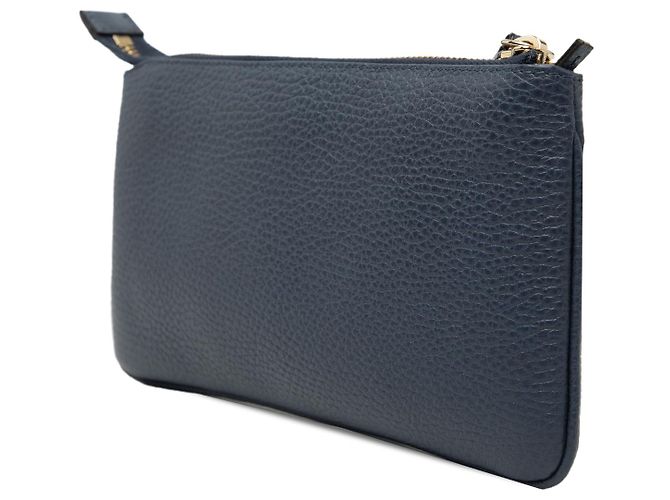 Bolsito de muñeca de cuero azul texturizado Gucci Azul marino - vista 2