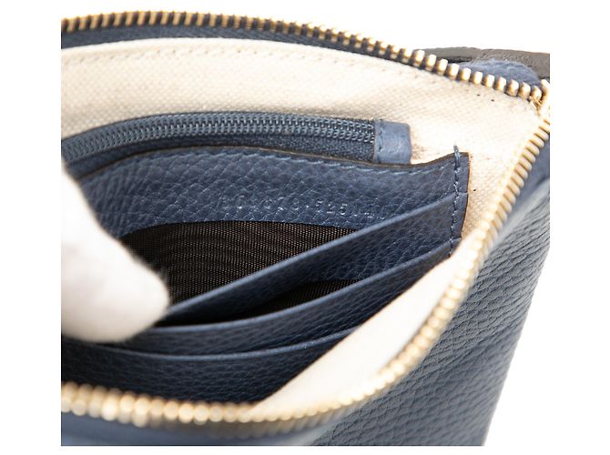 Bolsito de muñeca de cuero azul texturizado Gucci Azul marino - vista 6
